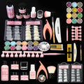 Acrylic Nail Kit For Beginners - 3-Color Powder (Clear/White/Pink), All-In-One Home Salon Supplies, Long-Lasting & Perfect Gift
