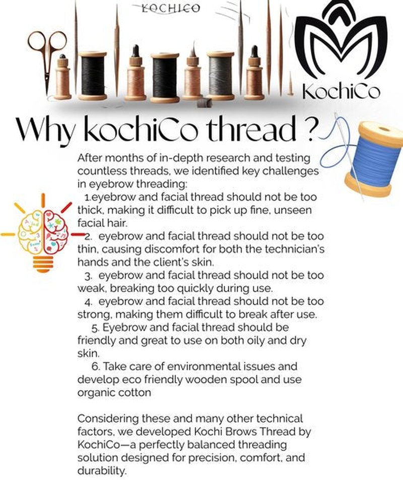 Kochi Co Eyebrow Threading | Organic Cotton Thread for Precise Eyebrow Shaping | Ideal for Salon and Home Use | Thread for Perfect Eyebrow Sculpting (Pack of 1), Natural