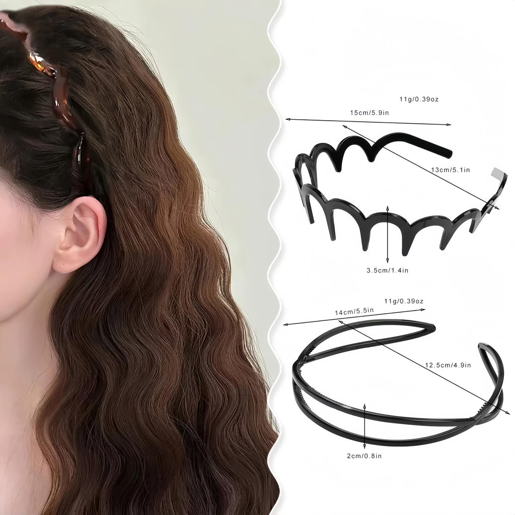 USHJNV New U Shape Fashion Tooth Hair Comb Headband, High Cranium Head Bands for Women's Hair, Reversible Korean Headbands with Teeth, Zigzag Headbands for Women (Amber color + Glossy black,2 Pieces)