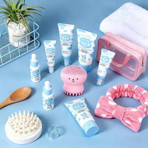 12PCS Milk Skin Care Set for Kids & Teens, 12 IN 1 Moisturizing Milk Skincare Set for Kids Girls Ages 8-12, Milk Skin Care Kit for Girls Teens 10-12, Birthday Gifts for Kids, Face Care Kit, Bulk Gifts