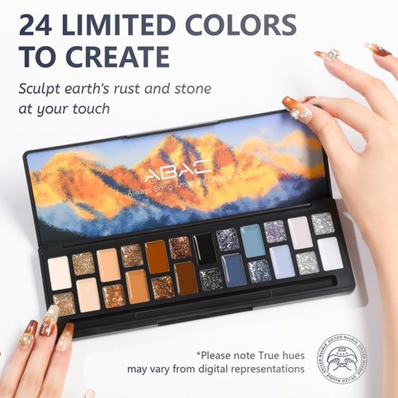 ABAC Fall & Winter Solid Gel Polish Set,Ombre Gel Nail Polish,Pat Paint Nail Art-Brown Gray Blue Glitter Colors w/Pro Brush No-Spill,Hema-Free Nail Kit for Women Industrial Wave Collection