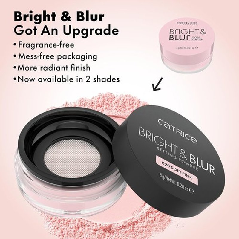 Catrice Bright & Blur Loose Setting Powder - Fragrance-Free, Lightweight Formula | Vegan & Cruelty-Free (020 | Soft Pink)