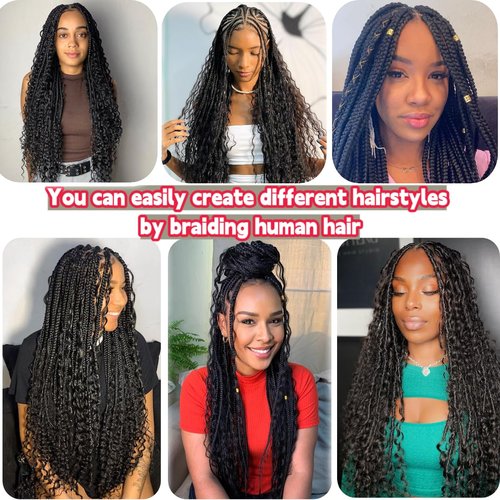 Human Braiding Hair Water Wave Bulk Human Hair for Braiding Bohemian Knotless 1 Bundle 50g 14inch No Weft 10A Brazilian Virgin Human Hair Extensions Curly Bulk Human Hair for Boho Braids