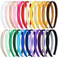 Cinaci 24 Pieces Candy Color Width 1.5cm/0.6" Plastic Headbands Satin Wrapped Blank Plain DIY Craft Project Headbands for Women Girls Teens Kids Hair Accessories
