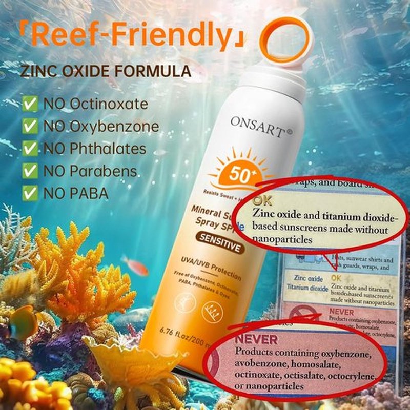 **Skiennix Mineral Sunscreen Spray SPF 50+ - Reef Safe, Broad Spectrum UVA/UVB Protection, 6.76 fl oz**