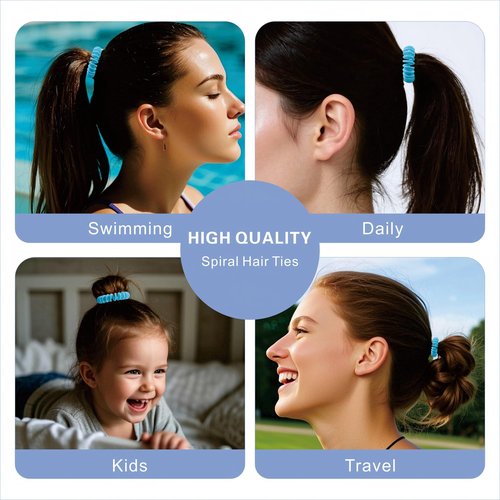 ETANEAR Spiral Hair Ties, 60-Pc Elegant Hair Scrunchies Elastic Hair Ties for Women's Hair Comfortable, Non-Slip, No Damage Perfect for Various Occasions/Styles, Ideal Gift for Girls, Kids