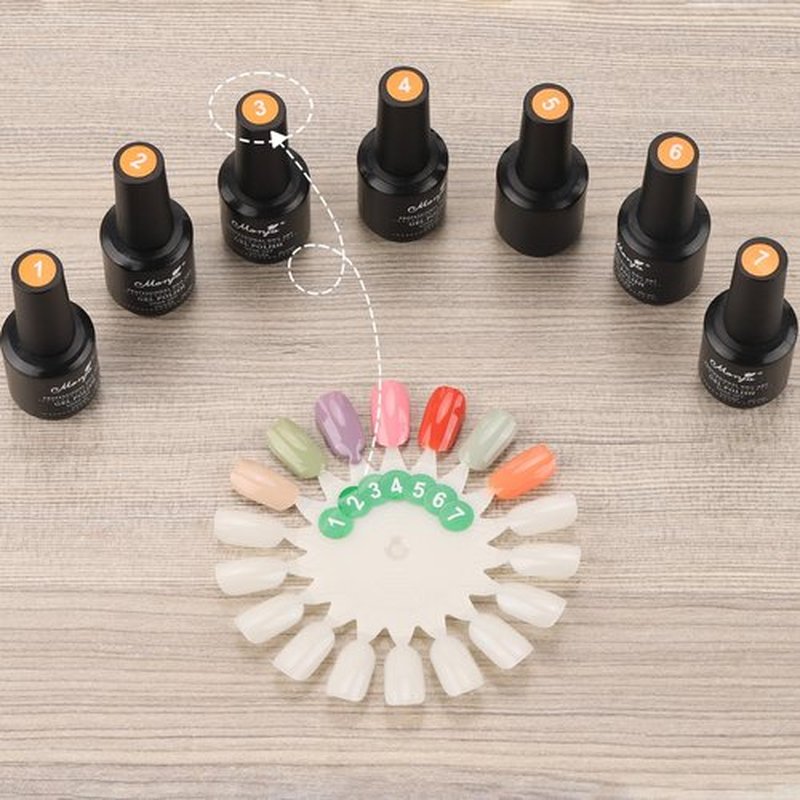 Tbestmax 720 Pcs Nail Color Swatches, Nail Polish Color Sample Swatch with Number Stickers, Round False Nail Display Tips - Natural