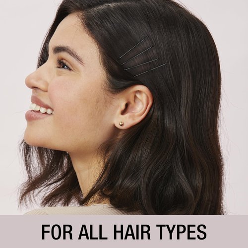 CONAIR Black Bobby Pins with storage 400pk - hair accessories for women - rubber tipped and nonslip - ideal with brown hair - comfortable hair pins - clear zipper pouch included