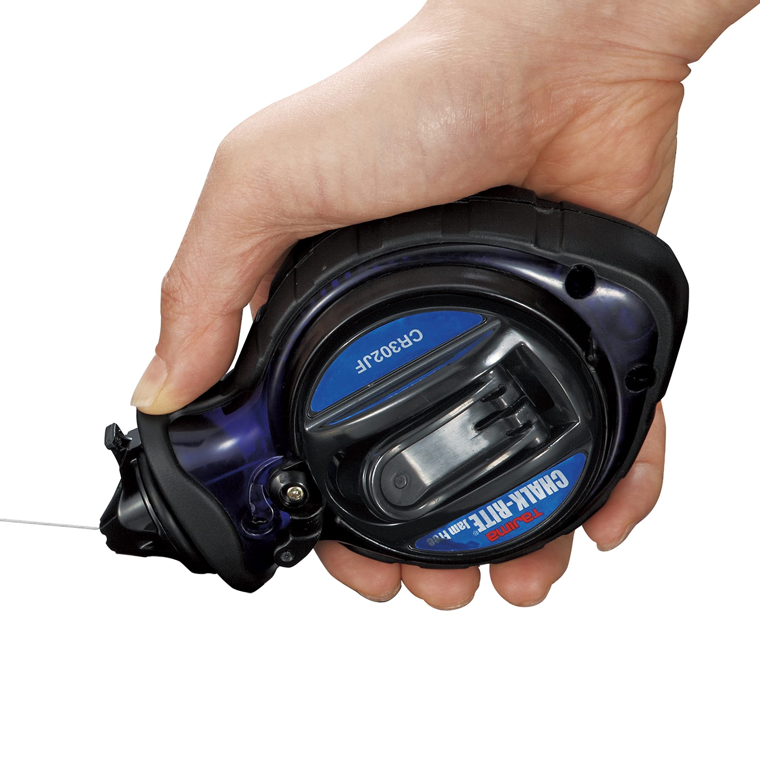 TAJIMA Chalk Line - Chalk-Rite Jam Free Chalk Box with Ultra Thin 0.5mm Snap Line & Five Gear Quick Retrieval - CR302JF