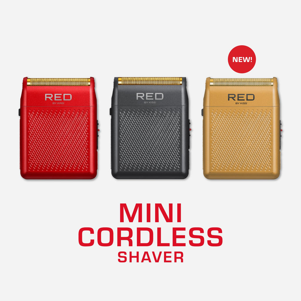 RED by Kiss Cordless Mini Shaver for Men, Compact High-Precision, Quick USB-C Charging, Non-Slip Grip, Long-Lasting Battery, Travel-Friendly Design, Powerful Motor for Efficient Shaving (Gold)