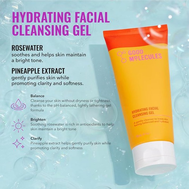 Good Molecules Daily Skincare Routine Set - Hydrating Cleanser, Niacinamide Toner & More | 5 Essential Pieces