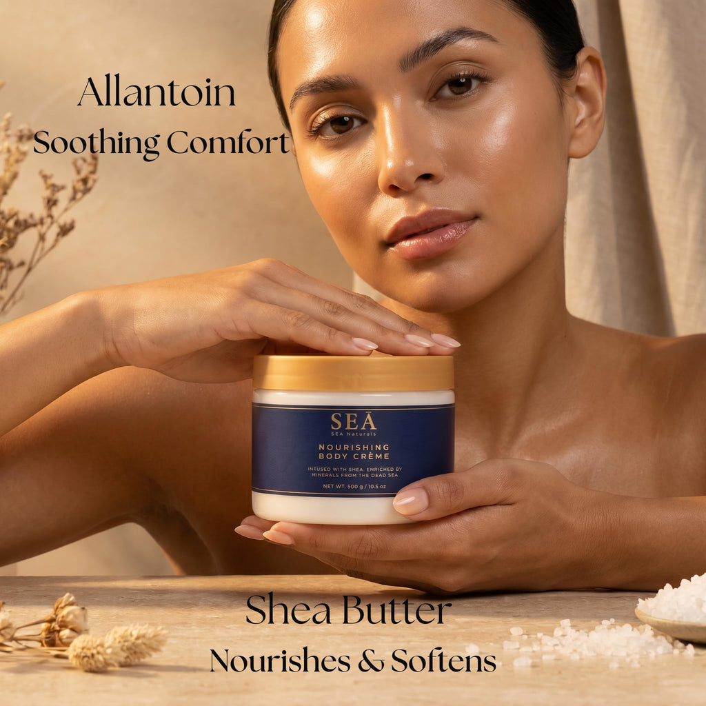 SEA Naturals Dead Sea Minerals Body Crème | Anti-Aging Daily Moisturizer with Retinyl Palmitate (Vitamin A) & Shea Butter | Hydrating Lotion for Dry Skin & Fine Lines, 10.5 oz