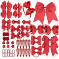 Red Hair Bows Set - 50PCS Valentines Birthday Hair Bow for Little Toddler Kids Girls Hair Accessories
