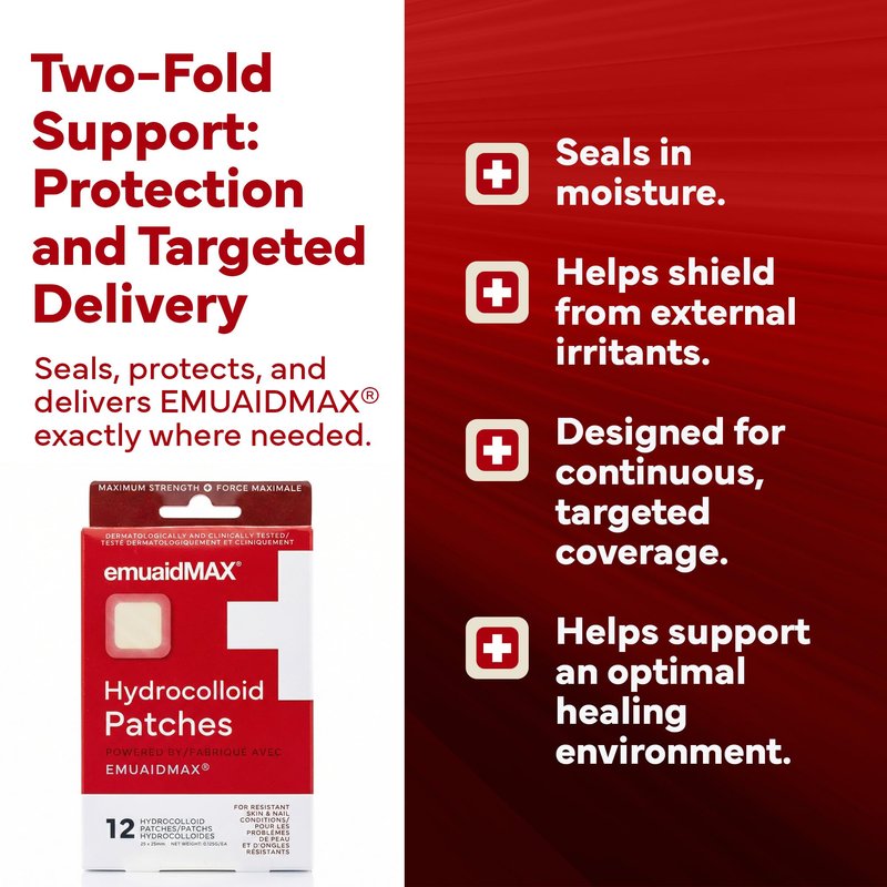 emuaid EMUAIDMAX Hydrocolloid Acne Patches, Pimple Spot Treatment, Hydrocolloid Invisible Pimple Patches for Covering Blemishes and also Treats Warts, Skin Tags, Cold Sores and Eczema,12 Count