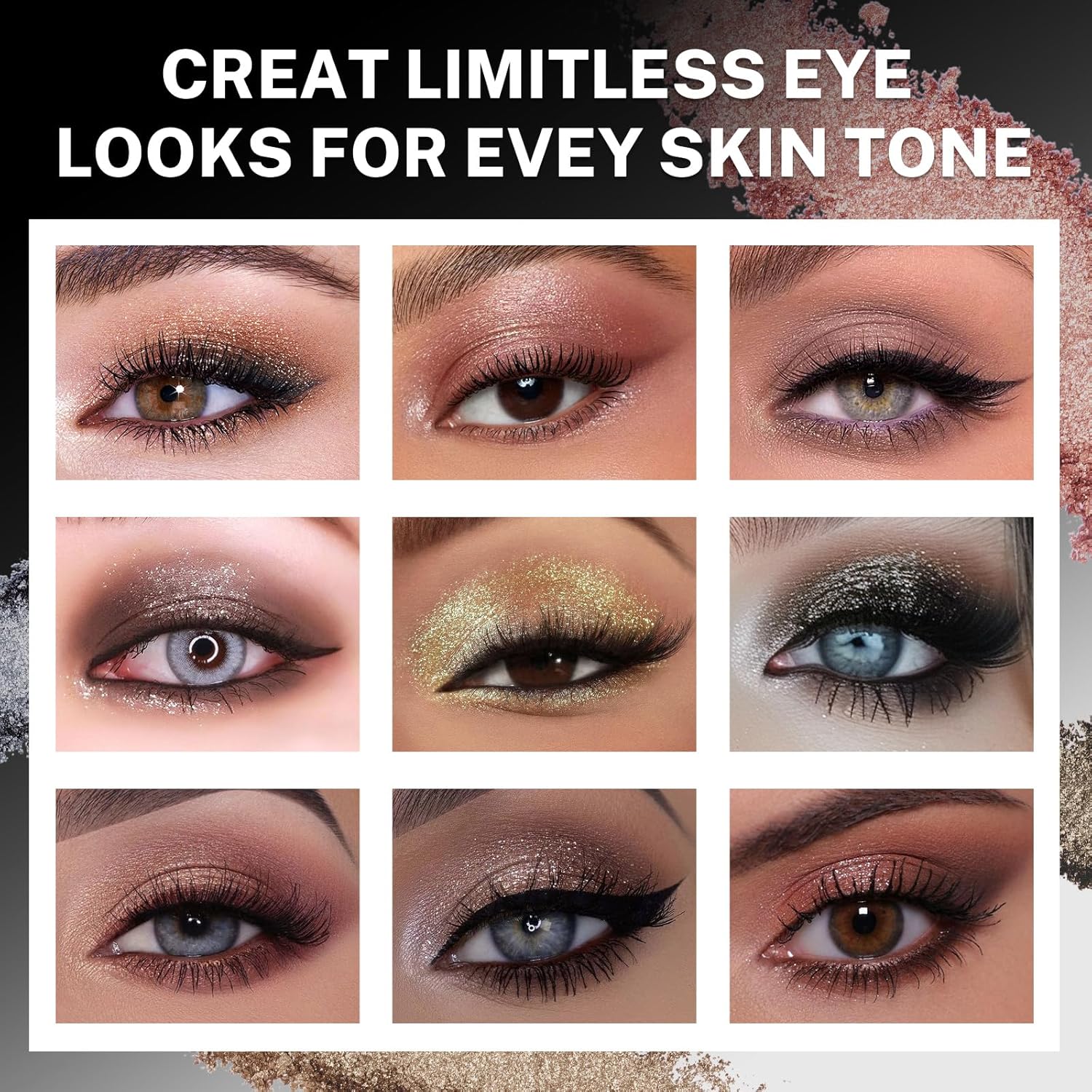 UCANBE Baked Eyeshadow Palette - 16 Highly Pigmented Nude Shades with Matte & Glitter Finish