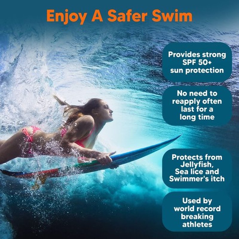 Safe Sea Jellyfish Sting-Blocking Sunscreen for Kids, SPF 50+ Lotion 4oz, Waterproof, Biodegradable, Coral Reef-Safe – Body and Face Sunscreen, Anti-Jellyfish and Sea-Lice sting protection.