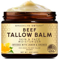 Brooklyn Botany Beef Tallow Balm – Grass Fed Beef Tallow for Skin and Face – Nourishing Face Moisturizer Infused with Citrus Oils – Orange Oil and Lemon Oil – 2 oz