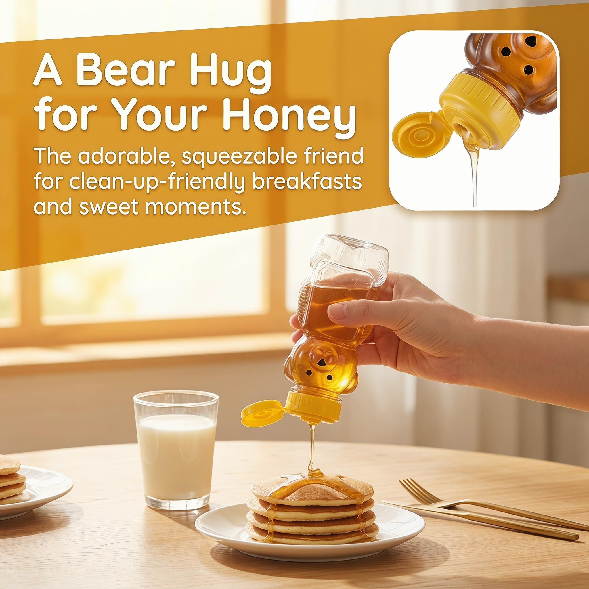 Bekith 16 Pack 8 Fluid Oz Plastic Bear Honey Bottle Jars, Honey Squeeze Bottle Empty with Flip-top Lid for Storing and Dispensing
