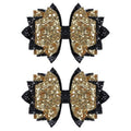 Glitter Gold-black Hair Bow Clips 4" Graduation Back to School Cheer Bow Alligator Barrettes Pins Toddler Teens Girls Kids Birthday Gift New Year Dress Outfit Decor Accessory