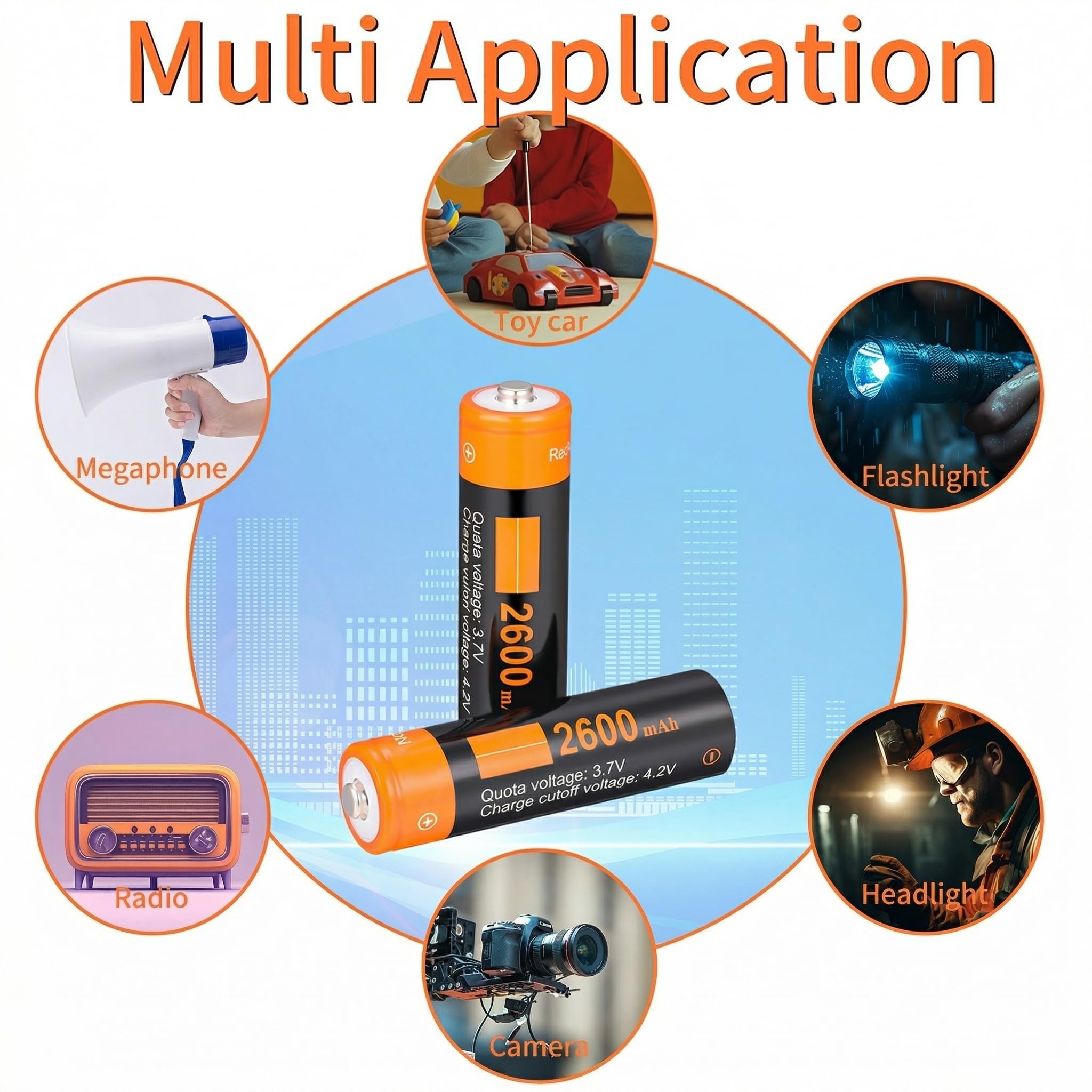 EcoSolutions 2600 mAh High Capacity Rechargeable Battery Case 2 Pack-with for Toy Cars,Small Electronic,Devices,headlamps, flashlights, Cameras,etc.