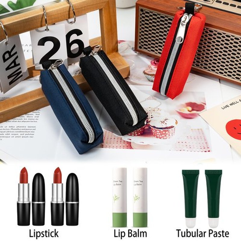 GOCOHHI 3 Pcs Lip Balm Sleeve Pouch Portable Lipstick Holder Bag Clip-on Makeup Travel Accessories Great Stuffers Gift for Women