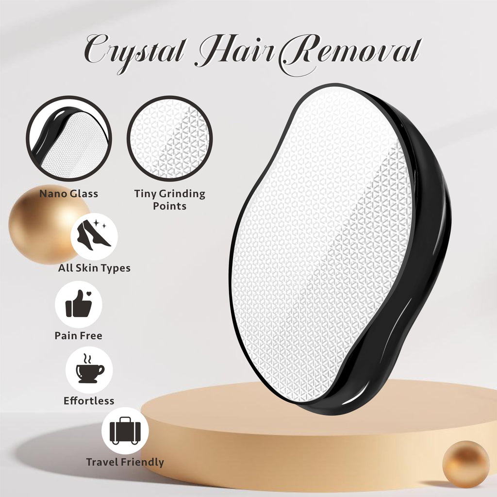 GABOX Crystal Hair Remover, Crystal Hair Eraser, Nano Glass Hair Razor Epilator Tools for Women & Men, Black