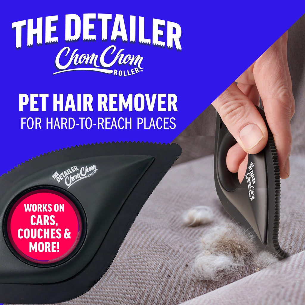 ChomChom Roller Detailer- Scraper for Pet Hair Remover and Lint - Great for CAR - Cat and Dog Hair Remover for Couch, Furniture, Carpet, Clothing and Bedding - Travel Multi-Surface Fur Removal Tool