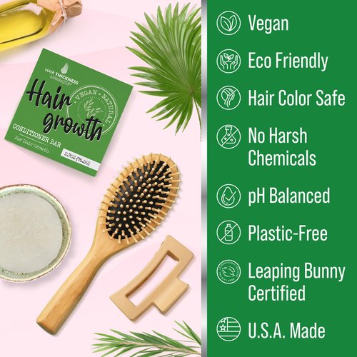 Conditioner Bar for Hair Growth. Eco Friendly, Vegan, Color Safe, pH Balanced. Solid Conditioner Bar Equal to 3 Liquid Bottles. Zero Plastic, USA Made, Strengthening & Dry Hair Relief - 2.7 oz