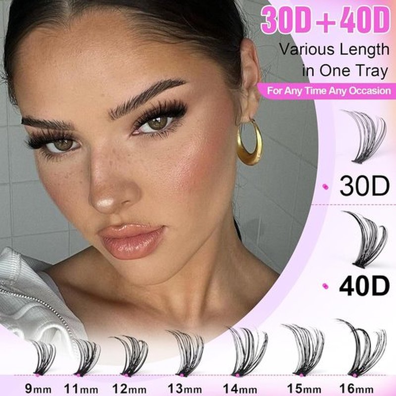 Pawotence Lash Extension Kit - 280pcs DIY Eyelash Clusters | 9-16mm 30D & 40D Individual Lashes, Bond & Tweezers