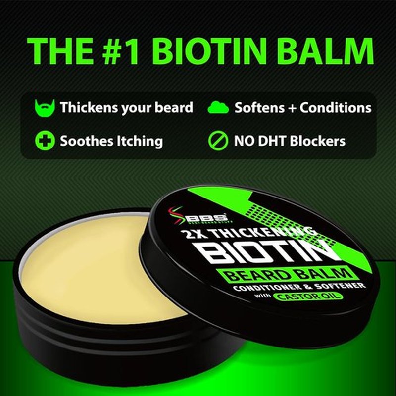 Beard Growth Kit - Skiennix Biotin Beard Balm & Conditioner + 6X Liquid Biotin for Thicker Hair