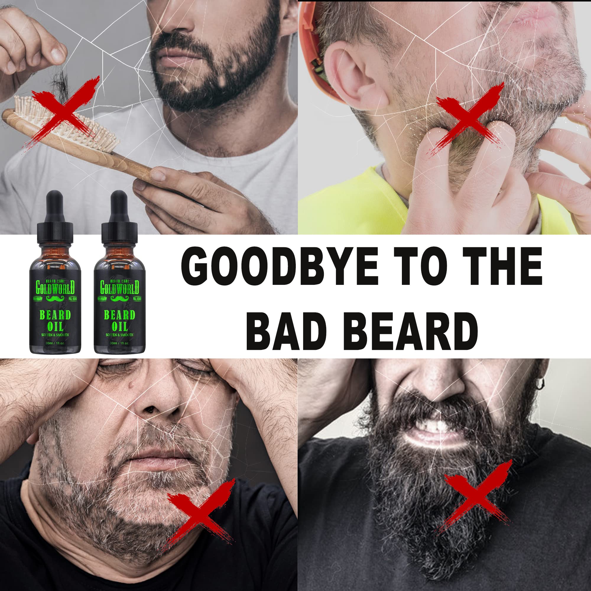GoldWorld Beard Oil for Beard Grooming,Beard Care,Unique Chrismast Stocking Stuffers Birthday Fathers Gifts for Men Him Dad