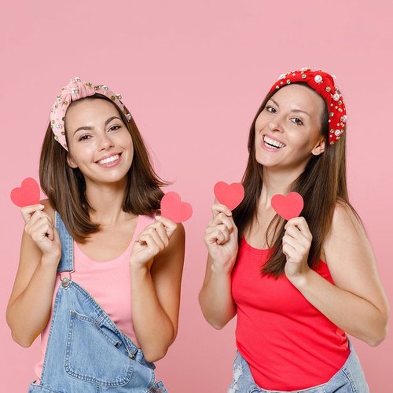 IDDFEVE 2Pcs Valentine's Day Headbands for Women, Heart Love Knotted Hair Hoops, Festive Pearl Hair Accessory Gift (Red&Pink)