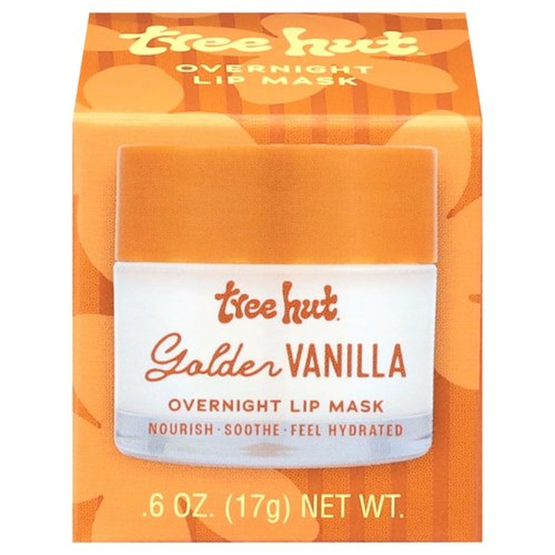 Tree Hut Golden Vanilla Overnight Lip Mask, Hydrating & Moisturizing Lip Treatment with Shea Butter, Vitamin E, Nourishing Lip Care for Soft, Smooth Lips, Overnight Lip Repair Balm, 0.6 oz