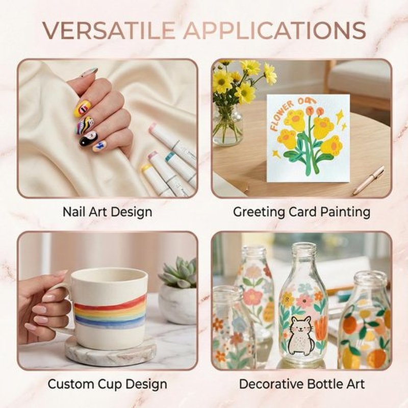 12-Color Quick-Dry Nail Art Pens. 1mm Broad Tip for Smooth DIY Designs. Perfect for Beginners & Pros. Ideal Home Salon Gift.