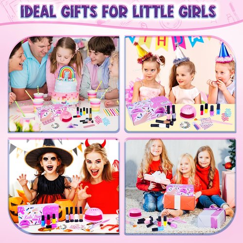 EULRGAUS Kids Nail Polish Set for Girls, 27PCS Nail Art Kit with Nail Dryer, Non Toxic Nail Polish kit and Fake Nails for Kids, Halloween Christmas Birthday Gifts for Girls 8-12