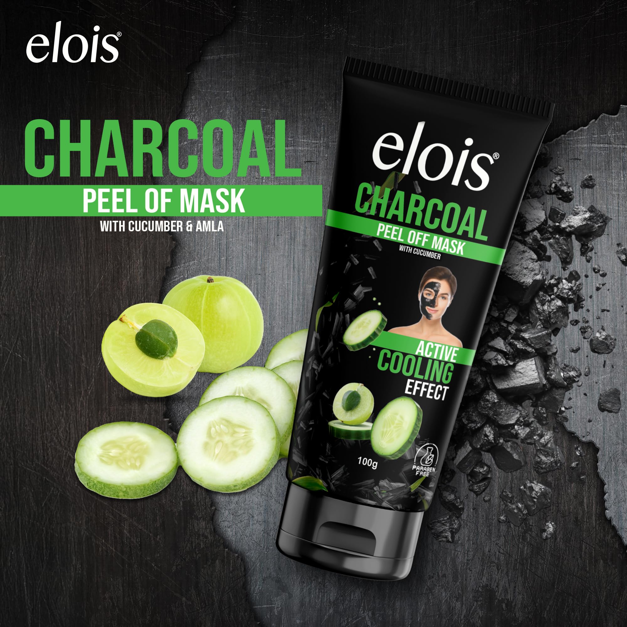 elois Charcoal Peel Off Face Mask for Men & Women | Removes Blackheads and Whiteheads | Active Cooling Effect | Deep Skin Purifying Cleansing (3.38 Floz)