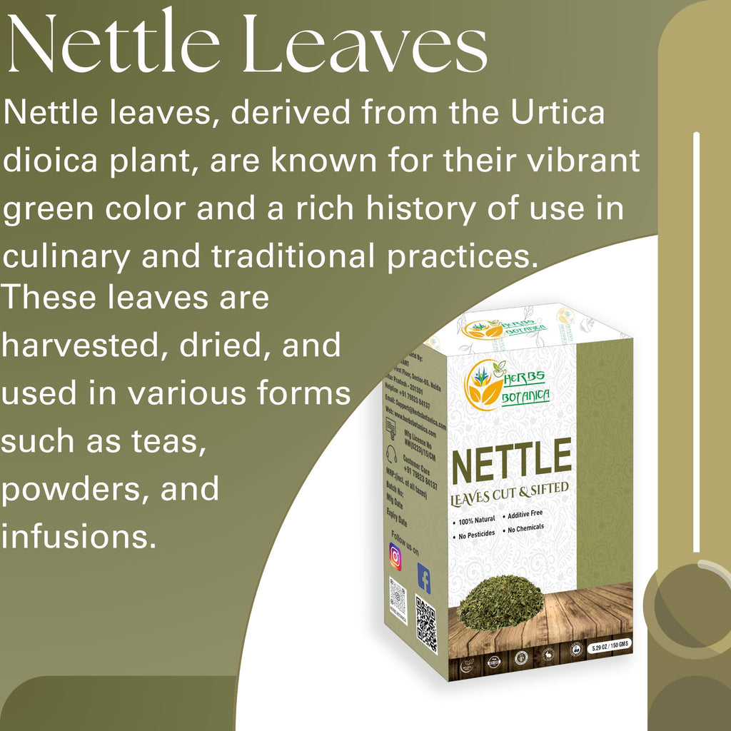 Herbs Botanica Nettle Leaf for Tea Cut and Sifted for Nourishing Herbal Tea, Smoothies Infusions, Stinging Nettle Leaf Ortiga Wellness Supplement Vegan Non GMO 5.29 oz
