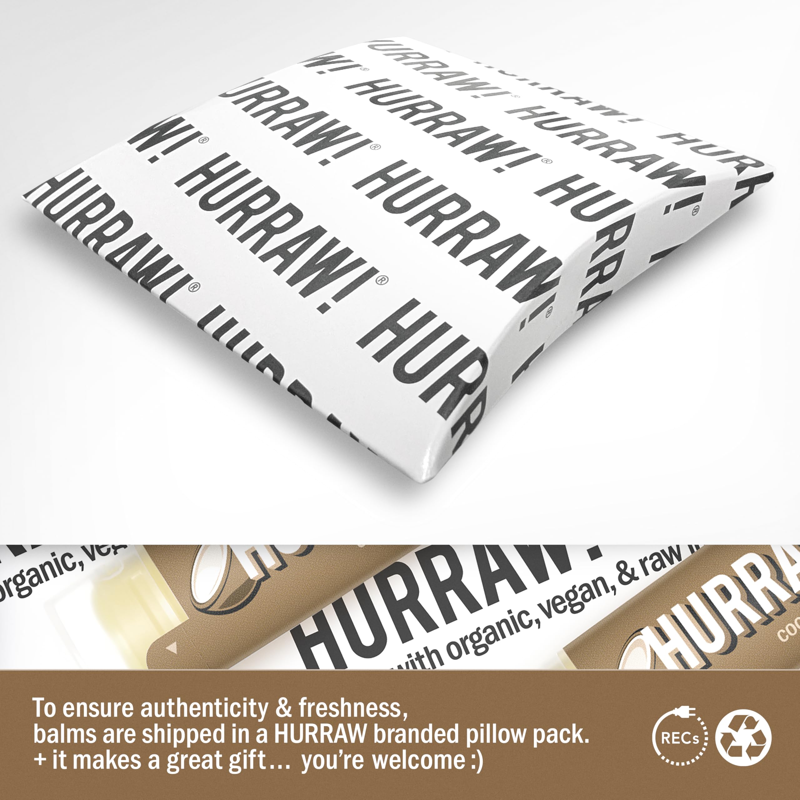 Hurraw! Coconut Lip Balm, 5 Pack: Organic, Certified Vegan, Cruelty and Gluten Free. Non-GMO, 100% Natural Ingredients. Bee, Shea, Soy and Palm Free. Made in USA