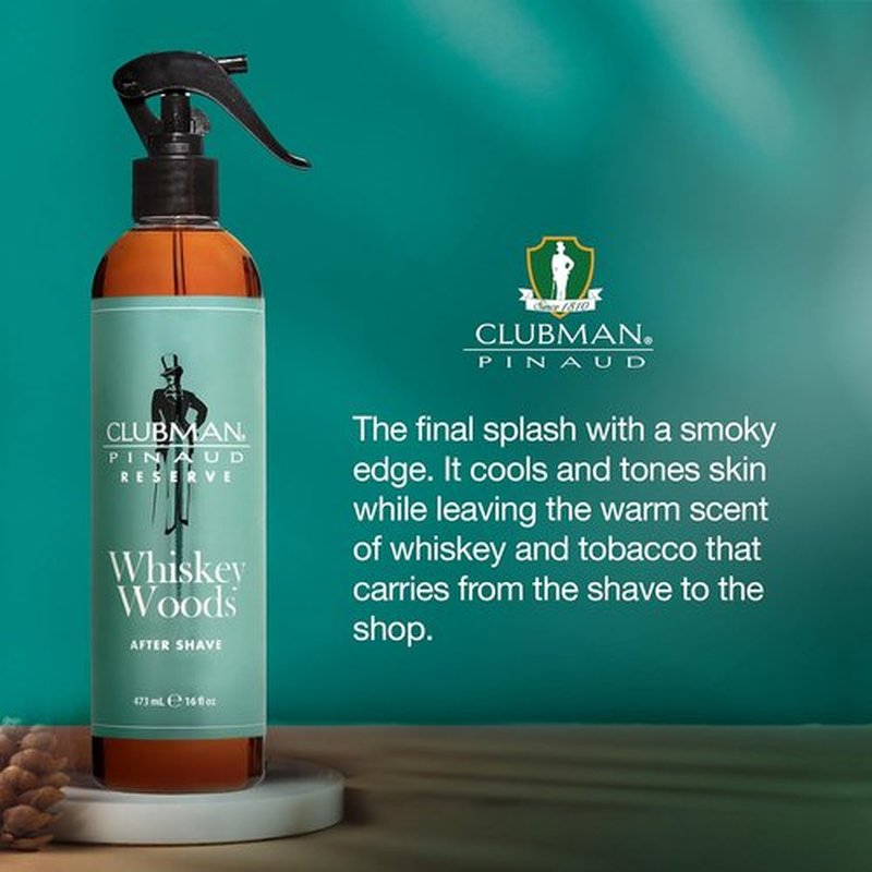 Clubman Reserve After Shave Spray - Whiskey Woods Scent, Long-Lasting Fragrance for Men, 16 fl oz