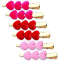 CEALXHENY Valentine’s Day Hair Clips Velvet Heart Hair Clips for Women Girls Triple Heart Hairpins Sweet Hair Barrettes Fashion Hair Accessory Holiday Gifts (Style B - Furry)