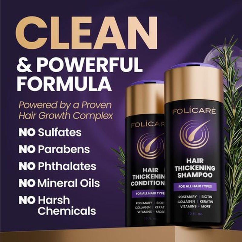 Thickening Hair Growth Shampoo and Conditioner Set For Women & Men, Biotin Shampoo and Conditioner, Intensive Repair for Thinning Damaged & Frizzy Hair, Split End Care, Sulfate & Paraben Free