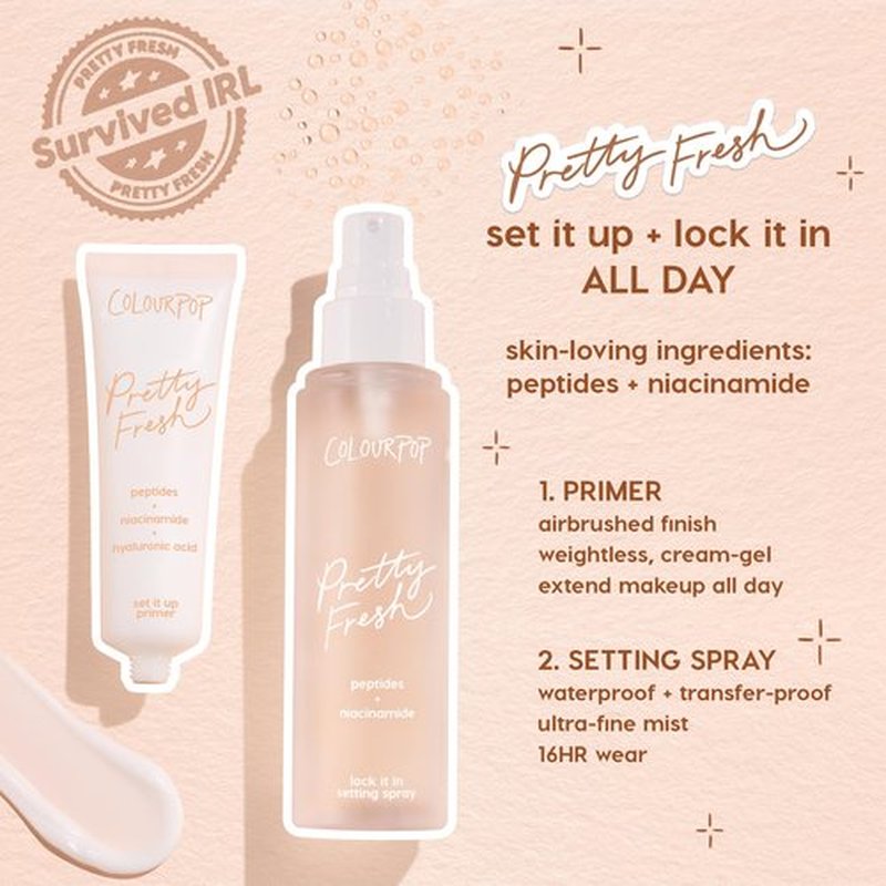 ColourPop Pretty Fresh Hydrating Setting Mist - Vegan Micro-Fine Makeup Finishing Spray with Hyaluronic Acid and Coconut Water for Dewy, Long-Lasting Wear - Lock It In (3.4 Fl Oz)