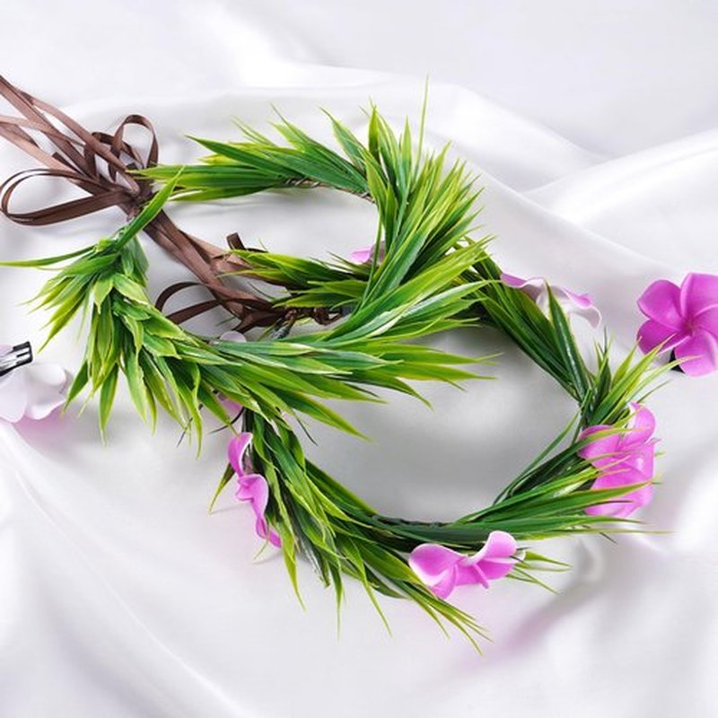 KorViSHOW Hawaiian Leaf Lei Crown Headband - Artificial Tropical Green Leaves Headpiece for Girls Women Hawaii Decor Beach Luau Party Costume Accessories