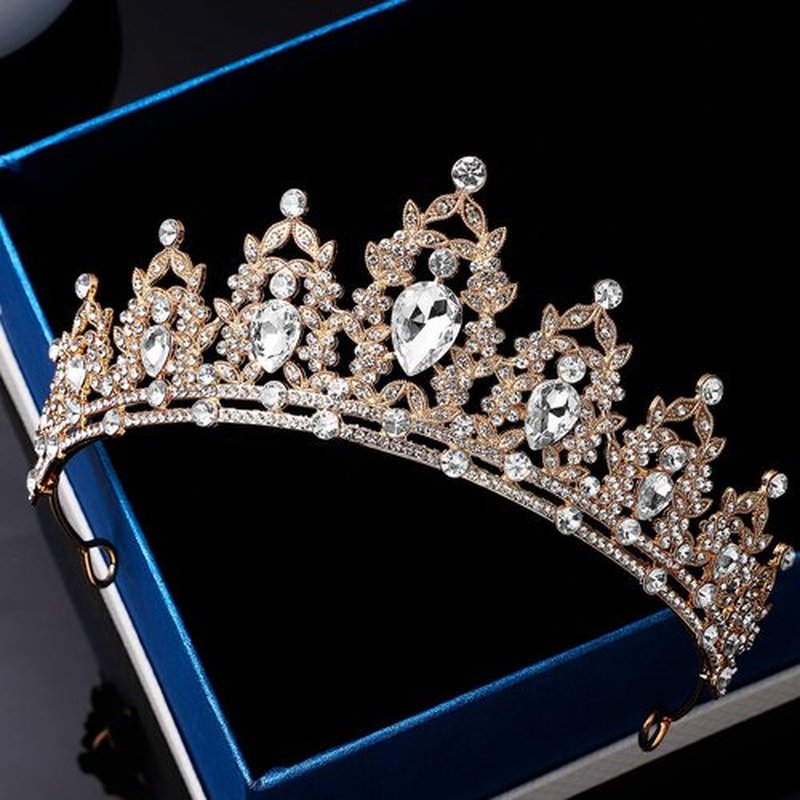 Tiara for Women, Crown and Tiara for Girl Princess, Bride Wedding Happy Birthday Halloween Cosplay Hair Accessories Decorations (Gold)
