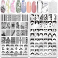 Biutee Nail Stamping Plates 2Pcs French Tip Stamp Plate 110 Patterns Nail Stamping Kit With Silicone Stamper Scraper Large Lace Line Flower Nail Art Stamping Template Valentine Holiday Gift for Women