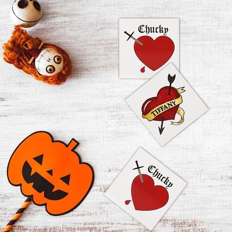Pandecor Bride Heart Tiffany Heart Temporary Tattoos Stickers for Halloween Costume Cosplay (scars tattoos and heart tattoos)