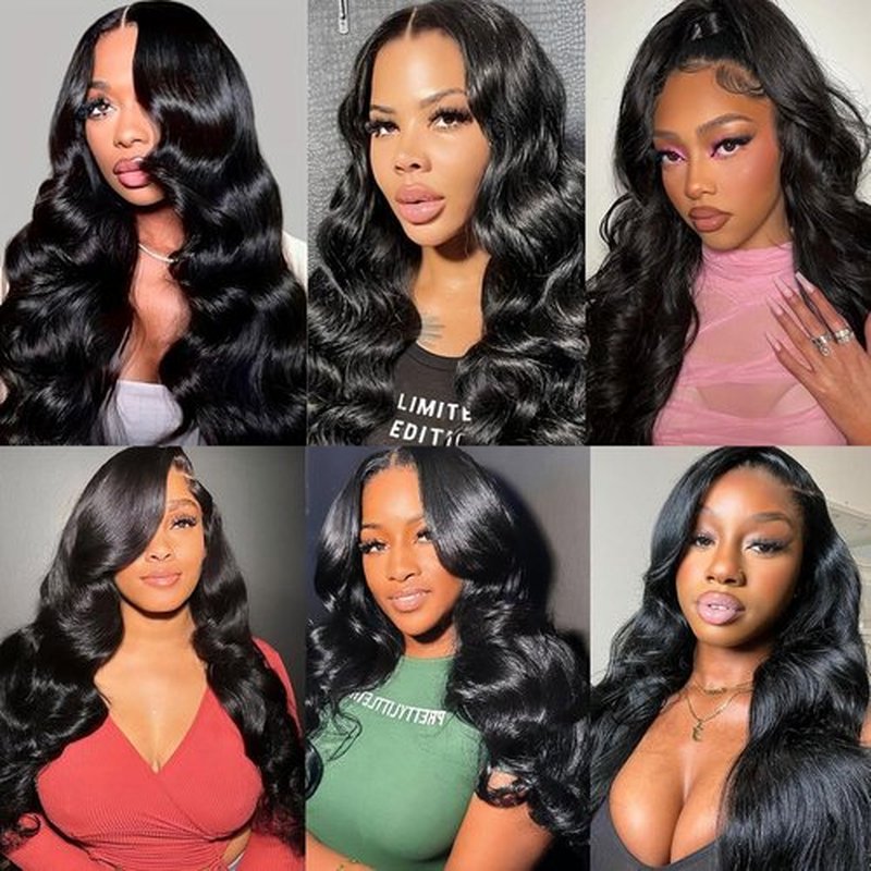 Human Hair Bundles 16 18 20 Inch 12A 100% Unprocessed Brazilian Virgin Hair Glossy Quick Weave Body Wave 3 Bundles Deals Natural Black Extensions