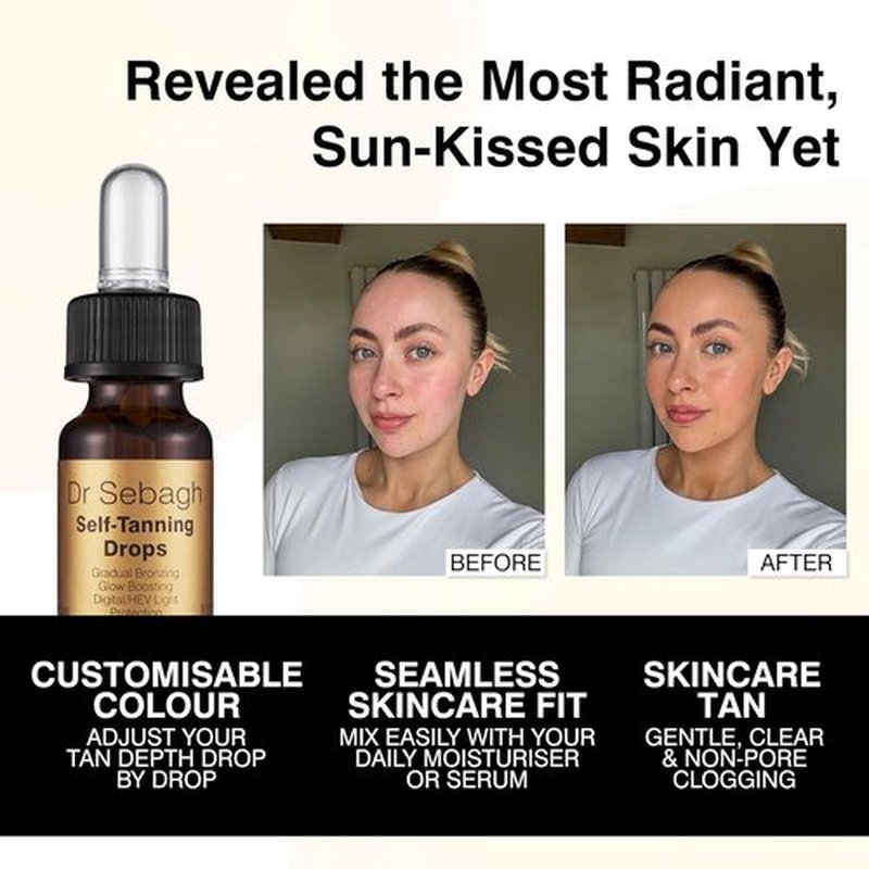 Dr Sebagh Self-Tanning Drops - Customizable Streak-Free Face Tanner | 0.17 fl oz for a Natural Golden Glow