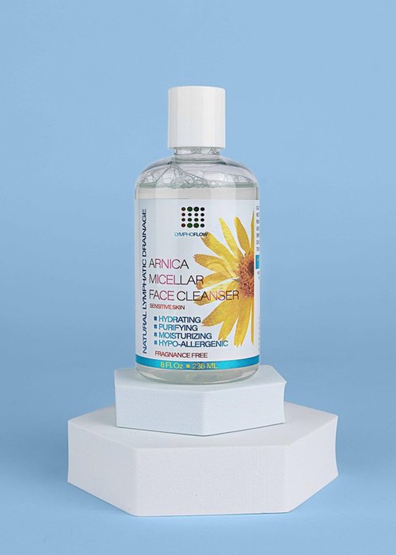 Bruizex Arnica Montana Micellar Cleansing Water, Facial Cleanser & Makeup Remover, Suitable for All Skin Types, Use for Natural Lymphatic Drainage, Reduces Face Puffiness, Daily Skin Care, 8 Fl Oz