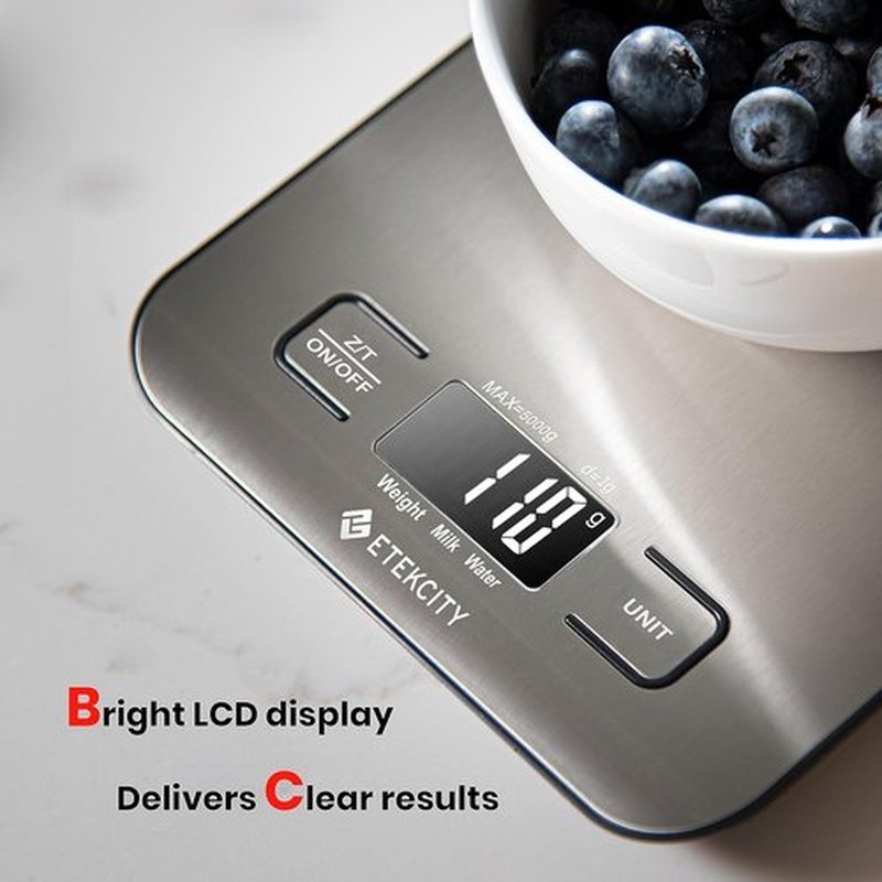 Etekcity Digital Food Kitchen Scale - Accurate Grams & Ounces Measurement for Cooking & Meal Prep | Medium 304 Stainless Steel